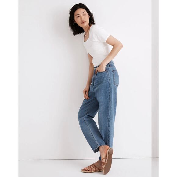 Madewell Jewell Wash Baggy Tapered Relaxed Denim 80's Inspired Jeans Size 28 - Picture 3 of 12